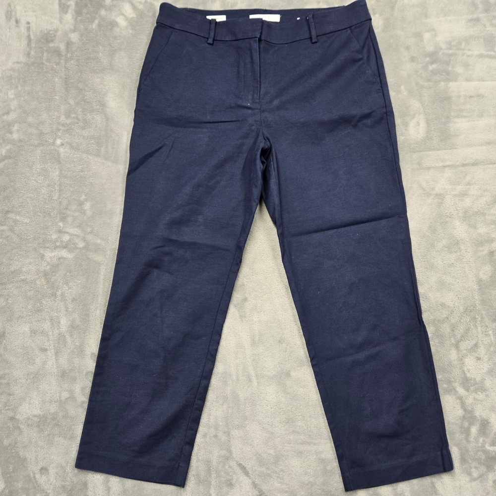 LOFT The Riviera Slim Curvy Pants Navy Blue Cotton Blend Size 10